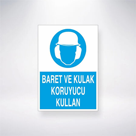 Baret ve Kulak Koruyucu Kullan Sticker 20X28 Cm