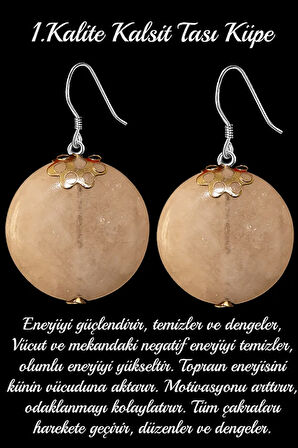 Sertifikalı Kalsit Taşı Doğal Taş Küpe