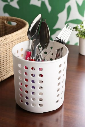 Tezgah Üstü Plastik Dik Kaşıklık - Mutfak Organizeri 12x12 cm
