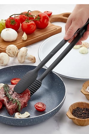 Brice Sert Plastik Yanmaz Yapışmaz Yüksek Isıya Dayanıklı Barbekü Izgara Maşası