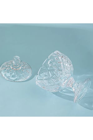 Kristal Ayaklı Cam Şekerlik - Sunumluk - Lokumluk 14 cm