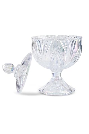 Elmas Ayaklı Cam Şekerlik - Sunumluk - Lokumluk 14 cm