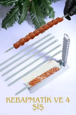 4 Adet Şişli Kebapmatik Adana Urfa Kebap Kalıbı Aparatı Pratik Hızlı Kebap Yapma Seti
