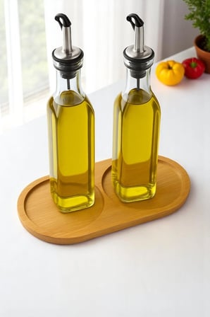 Bambu Doğal 2 Bölmeli Yağdanlık Altlığı 23x12 Cm