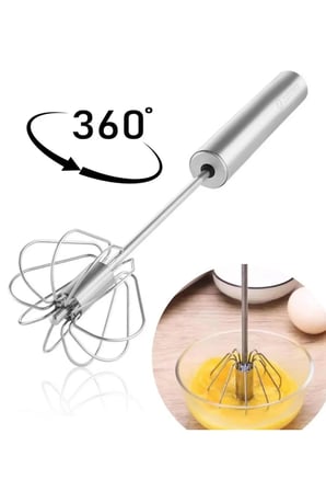Paslanmaz Çelik 360 Derece Dönebilen Basmalı Otomatik Çırpıcı 38 Cm
