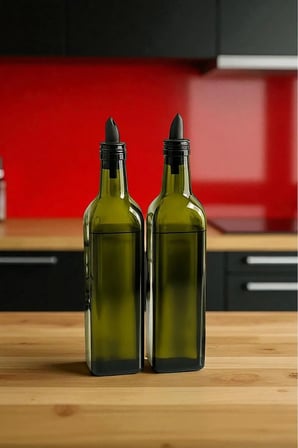 Verde 2'li Silikon Tıpalı Cam Yağdanlık Seti 500 ml