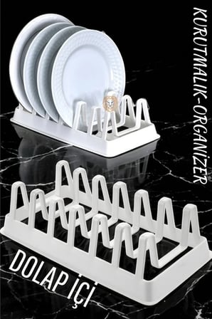 6 Bölmeli Plastik Tabak, Tava & Tencere Kapağı Düzenleyici/Dolap İçi ve Tezgah Üstü Organizer