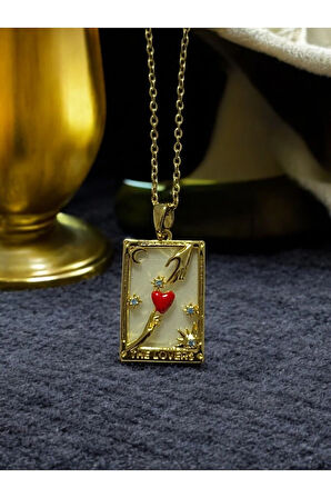 Çelik, Kalpli, Şans, The Lovers Tarot Çelik Kolye