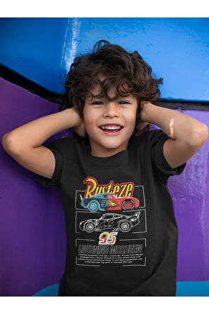 Lightning Mcqueen 95 Baskılı Unisex Arabalar Cars Çizgi Film Çocuk Tişört (1-12 YAŞ)
