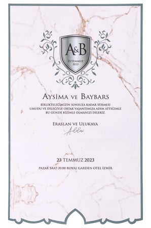 50 Adet İklim Düğün Davetiyesi 10622 - Zarfsız