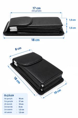 Çift Telefon Taşıma Kılıfı Kemere Takılan Mıknatıslı Bel İki Telefon Çantası Suni Deri Kılıf