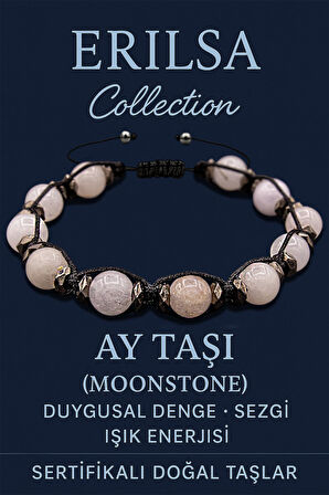 Sertifikalı 8 mm Terahertz & Ay Taşı Bileklik – Duygusal Şifa, Sezgi ve Enerji Koruması