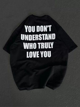 İKALES Unisex Bisiklet Yaka Baskılı Oversize T-Shirt - Siyah