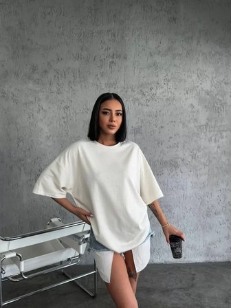 İKALES Düz Biskilet Yaka  T-shirt - Beyaz