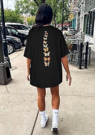 İKALES Bisiklet Yaka Baskılı T-shirt - Siyah