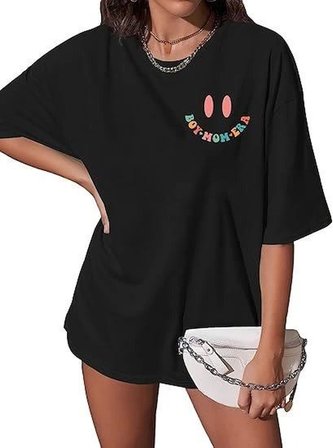 İKALES Bisiklet Yaka Kısa Kol Baskılı T-shirt - Siyah