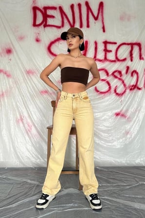 İKALES Hardal Straightmania Jeans Pantolon
