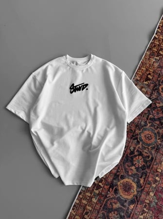 İKALES Baskılı Oversize T-shirt - Beyaz