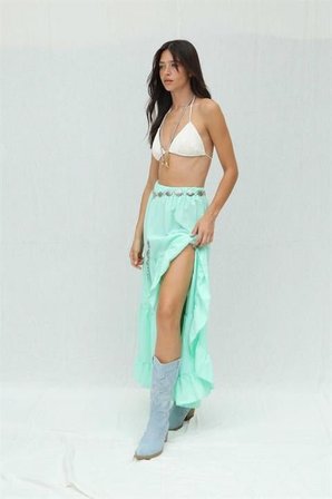 İKALES Audrey Fıfrlı Yırtmaç Detay Etek 4037