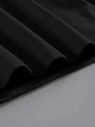İKALES Baskılı Oversize Bisiklet Yaka T-shirt - Siyah