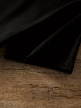 İKALES Baskılı Oversize Bisiklet Yaka T-shirt - Siyah