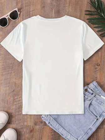 İKALES Fiyonk Baskılı Oversize Bisiklet Yaka T-shirt - Beyaz