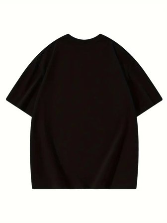 İKALES Thousand Baskılı Oversize Bisiklet Yaka T-shirt - Siyah