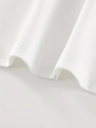 İKALES Baskılı Oversize Bisiklet Yaka T-shirt - Beyaz