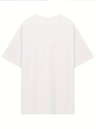 İKALES Baskılı Oversize Bisiklet Yaka T-shirt - Beyaz