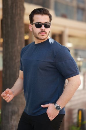 İKALES Erkek Oversize Bisiklet Yaka Kısa Kollu T-shirt