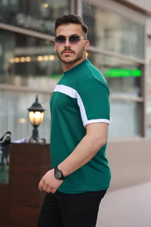 İKALES Erkek şerit Detaylı Kısa Kollu T-shirt