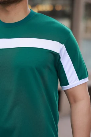 İKALES Erkek şerit Detaylı Kısa Kollu T-shirt