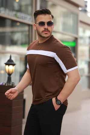 İKALES Erkek şerit Detaylı Kısa Kollu T-shirt
