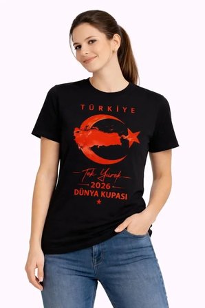 İKALES TÜRKİYE Ay Yıldız 2026 Dünya Kupasi Taraftar Forma T-Shirt - Siyah