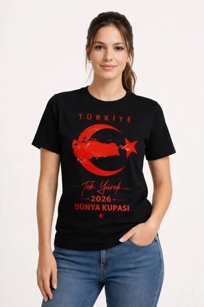 İKALES TÜRKİYE Ay Yıldız 2026 Dünya Kupasi Taraftar Forma T-Shirt - Siyah