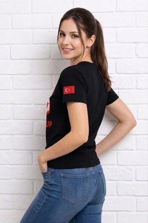 İKALES Türkiye World Cup 2026 Baskılı Tişört Futbol Temalı Forma T-Shirt - Siyah
