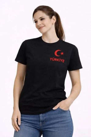 İKALES TÜRKİYE Ay Yıldız Baskılı Taraftar Forma T-Shirt - Siyah