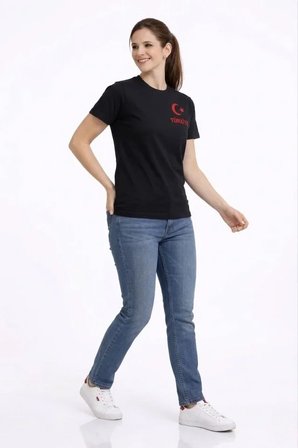 İKALES TÜRKİYE Ay Yıldız Baskılı Taraftar Forma T-Shirt - Siyah