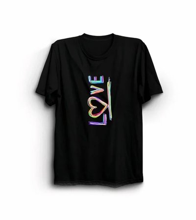 İKALES 14 Şubat Sevgililer Günü Love Baskılı Oversize Bisiklet Yaka T-shirt - Siyah