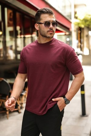 İKALES Erkek Kolları Dar Kesim Rahat Kalıp Basic Tişört