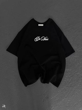 İKALES Unisex Baskılı Oversize T-Shirt - Siyah