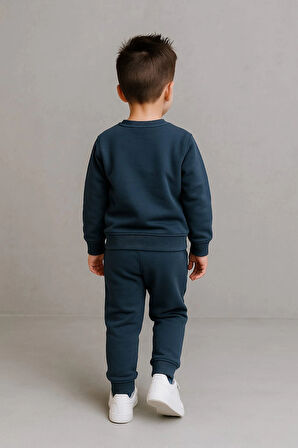 Erkek Çocuk Nakışlı İki Parça Eşofman Takımı %100 Pamuk