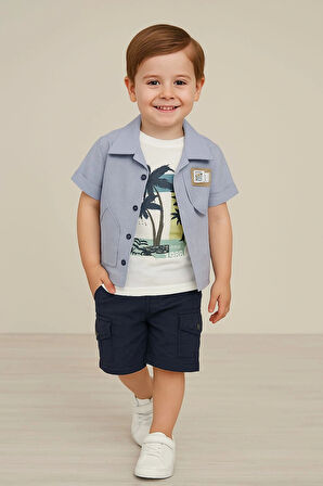 Yandan Cepli Kapri Gömlekli 3'lü Takım