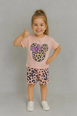Leopar Desenli Kız Çocuk Yazlıık Takım