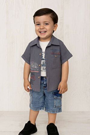 Mavi Kot Kapri Gömlekli 3'lü Takım