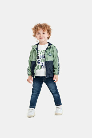 Erkek Çocuk Kapüşonlu Fermuarlı Rüzgarlık – İki Renkli Spor Ceket 3'lü Takım