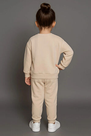 Kız Çocuk %100 Pamuk Gül Baskılı Eşofman Takımı