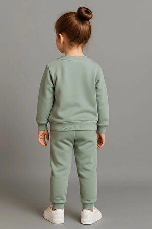 Kız Çocuk %100 Pamuk Gül Baskılı Eşofman Takımı