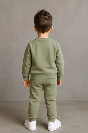 Erkek Çocuk Nakışlı İki Parça Eşofman Takımı %100 Pamuk