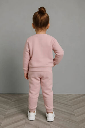 Papatya Nakışlı %100 Pamuk 2’li Çocuk Eşofman Takımı